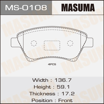 Колодки  дисковые  Masuma   RENAULT front   (1.12)