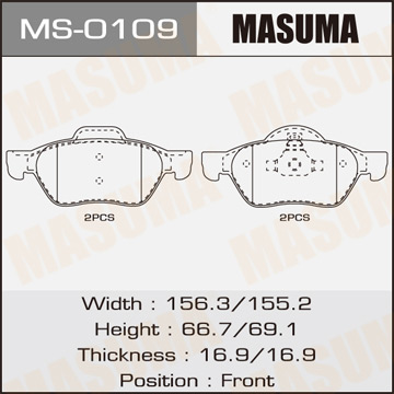 Колодки  дисковые  Masuma   RENAULT.MEGANE II.V1500. V1600. V1900. V2000 front
