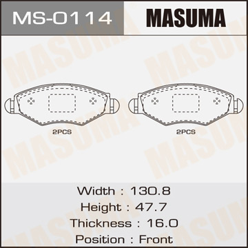 Колодки  дисковые  Masuma   PEUGEOT.206.V1100. V1400. V1600. V1900 front   (1.12