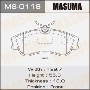 Колодки  дисковые  Masuma   PEUGEOT.206.V1600. V2000 front   (1.12)