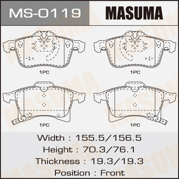 Колодки  дисковые  Masuma   OPEL. CORSA-D front   (1.6)
