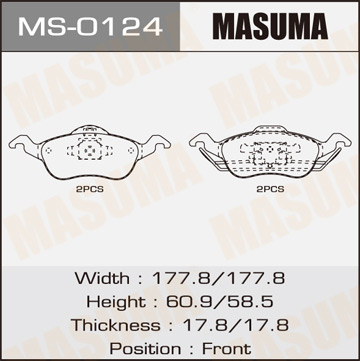 Колодки  дисковые  Masuma   FORD.FOCUS.V1400. V1600. V1800 front   (1.4)