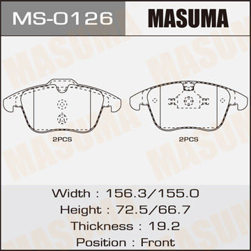 Колодки  дисковые  Masuma   FORD front   (1.6)