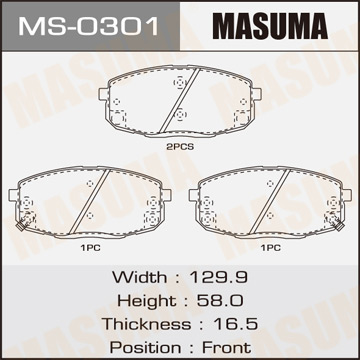 Колодки  дисковые  Masuma   KIA.CEED.V1400. V1600. V2000 front   (1.12)