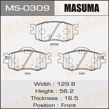 Колодки  дисковые  Masuma   KIA.RIO.V1400. V1500. V1600 front   (1.12)