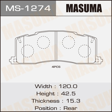 Колодки  дисковые  Masuma   AN-340K   (1.12)   MS1274