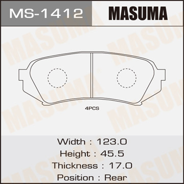 Колодки  дисковые  Masuma   AN-499K   (1.12)   MS1412