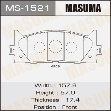 Колодки дисковые Masuma CAMRY. ACV4# front (1.10) MS1521
