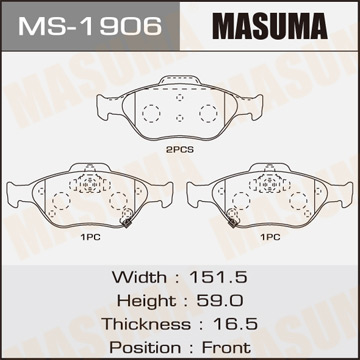 Колодки  дисковые  Masuma   YARIS. NLP90L. SCP90L. NLP130L front   (1.6)