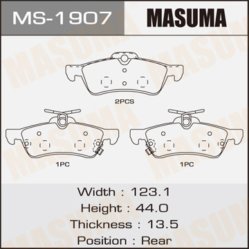 Колодки  дисковые  Masuma   YARIS. NLP90L. SCP90L. NLP130L rear   (1.12)1