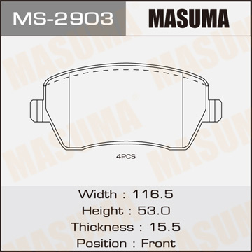 Колодки  дисковые  Masuma   MICRA C.C. NOTE. ALMERA  05- front   (1.12)