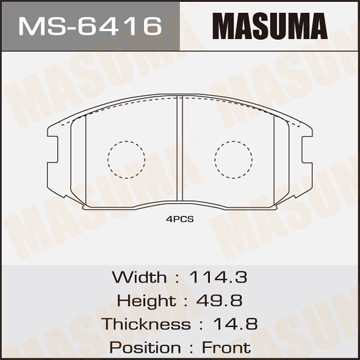 Колодки  дисковые  Masuma   AN-478K   (1.12)  MS6416