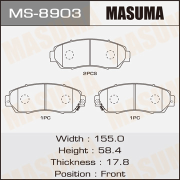 Колодки дисковые Masuma AN- CR-V.RE3.RE4 front (1.10) MS8903