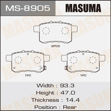 Колодки  дисковые  Masuma   AN-    ACCORD.CP1. CP2. CU1 rear   (1.16)