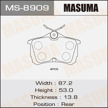 Колодки  дисковые  Masuma  ACCORD/ 2000. 2200