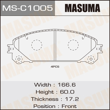 Колодки  дисковые  Masuma   TOYOTA.HIGHLANDER.ASU40. GSU45 front   (1.10)