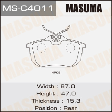 Колодки  дисковые  Masuma   MMC. CARISMA. COLT. DA2W. Z27AG rear   (1.16)