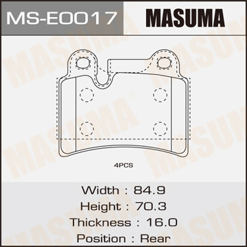 Колодки  дисковые  Masuma   TOUAREG rear   (1.16)