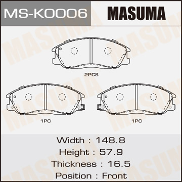 Колодки  дисковые  Masuma   SANTA FE  00-03 front   (1.12)