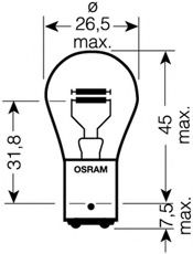 Лампа P21/ 5W BAY15d (10) 2-х конт