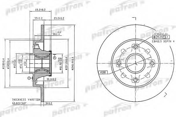 Диск тормозной задн c подшипником и кольцом ABS (1 шт) PEUGEOT 207/307 Citroen C4 all 06
