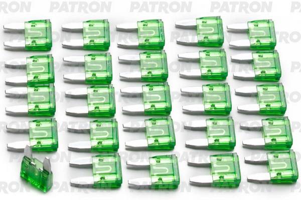 Предохранитель пласт.коробка 25шт MINI Fuse 30A зеленый