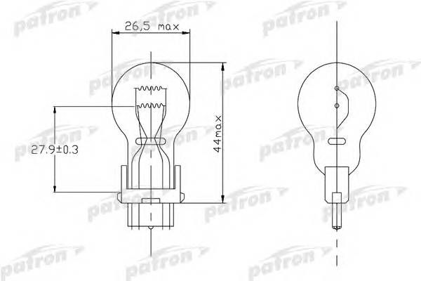 Лампа накаливания (10шт в упаковке) P27 7W 12V 27 7W W2 5x16