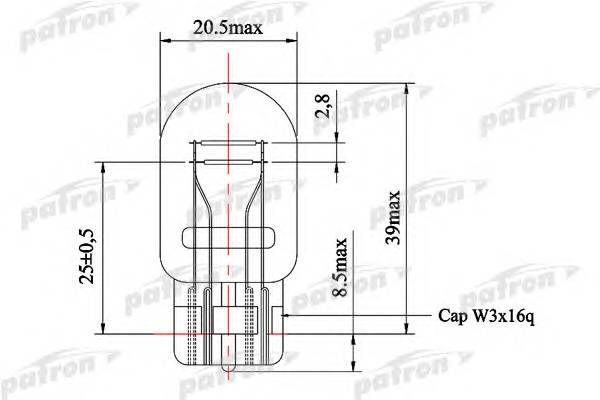 Лампа накаливания (10шт в упаковке) W21 5W 12V NVA CP W3x16q