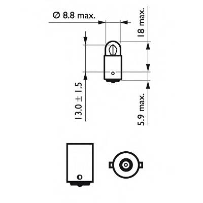 Лампа T2W 12V 2W BA9s