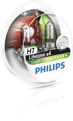 Лампа Philips LongLife EcoVision H7 12V-55W увелич. срок службы 2шт