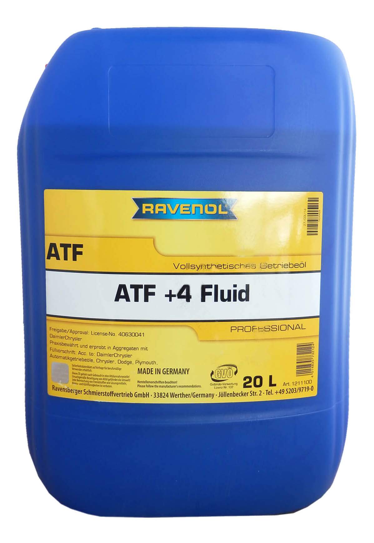 Трансмиссионное масло RAVENOL ATF.4 Fluid (20л) new