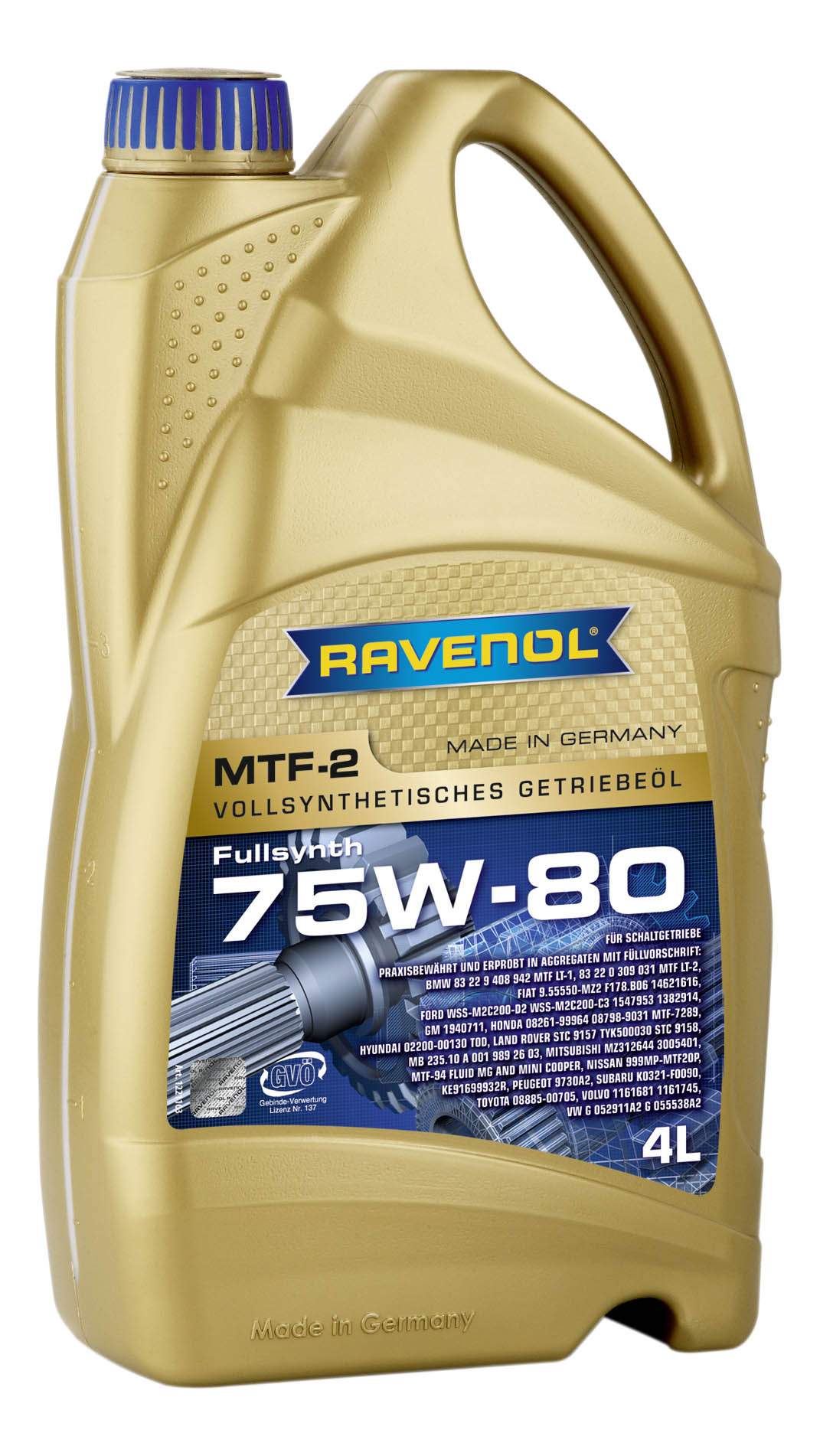 Трансмиссионное масло RAVENOL MTF -2 SAE 75W-80 ( 4л) new GL-4