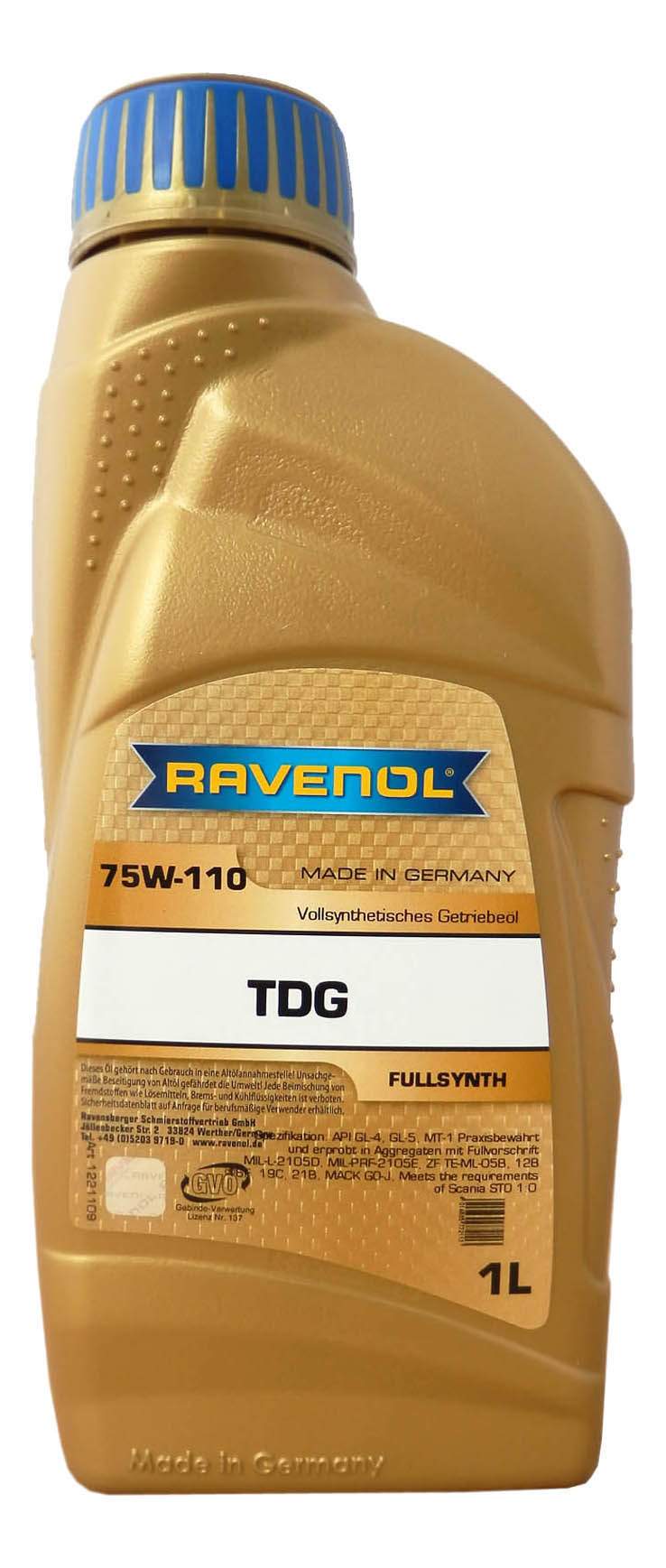 Трансмиссионное масло RAVENOL TDG SAE 75W-110 ( 1л)
