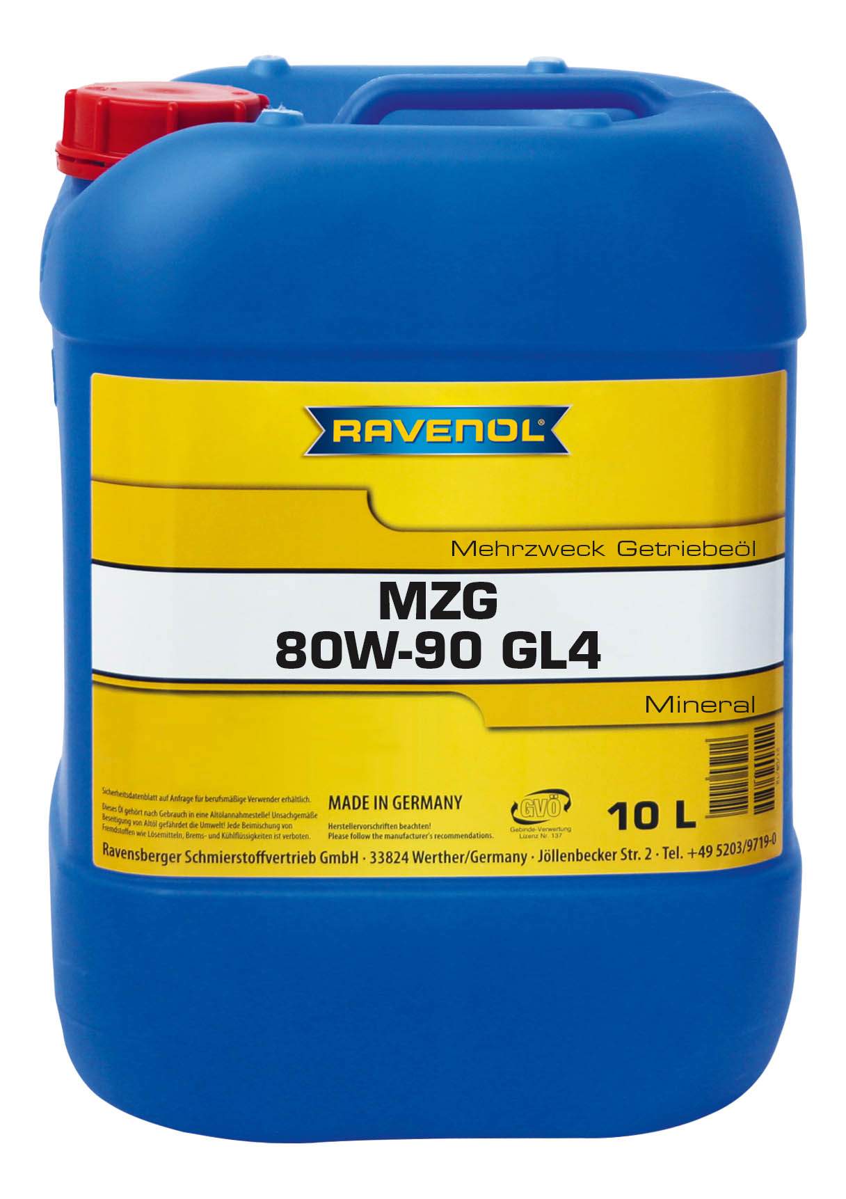 Трансмиссионное масло RAVENOL Getriebeoel MZG SAE 80W-90 GL-4 (10л) new