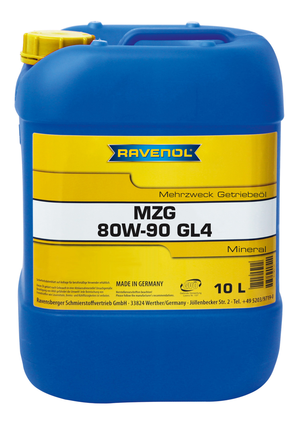 Трансмиссионное масло RAVENOL Getriebeoel MZG SAE 80W-90 GL-4 (10л) new