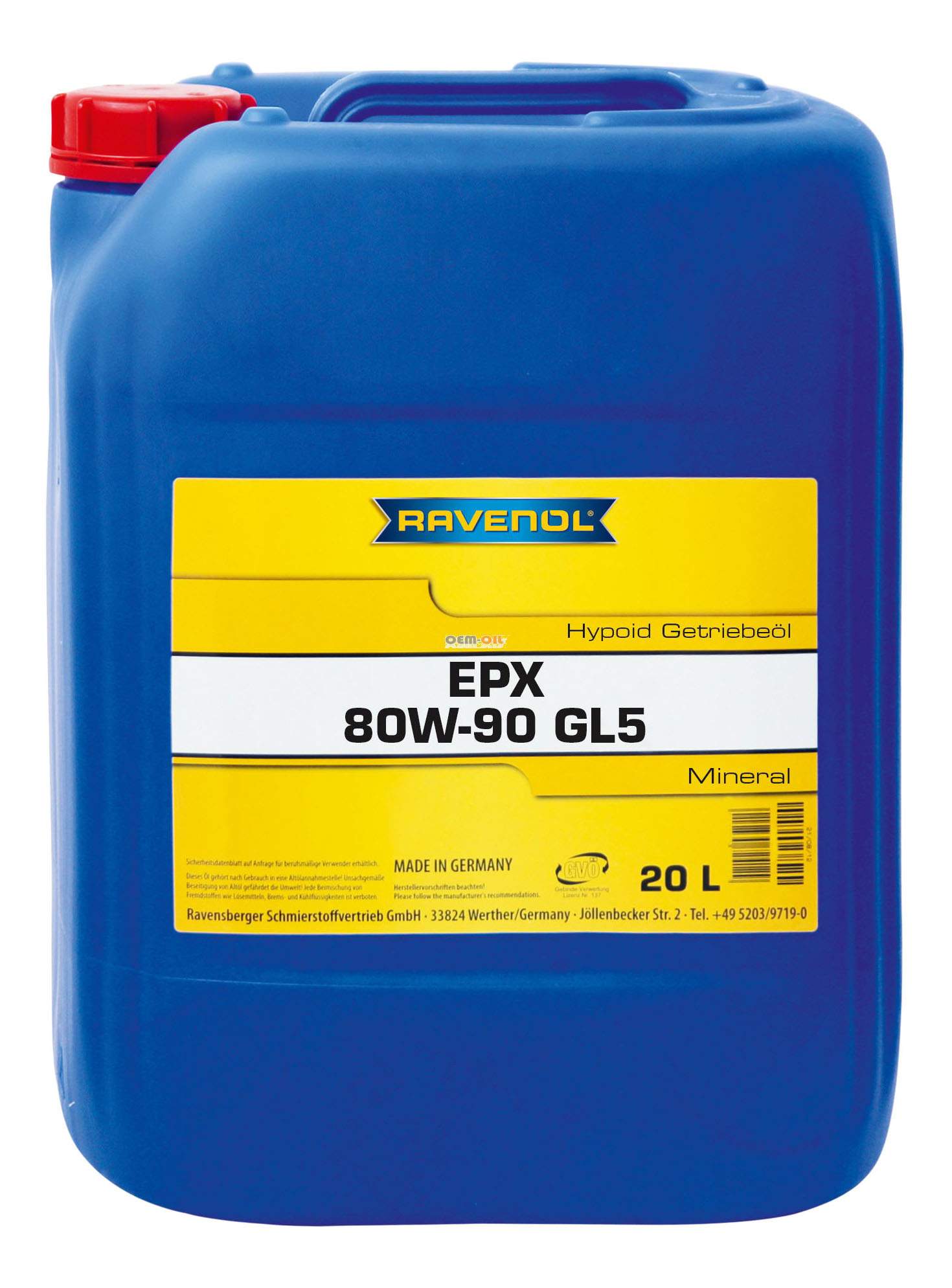 Трансмиссионное масло RAVENOL Getriebeoel EPX SAE 80W-90 GL-5 (20л) ecobox