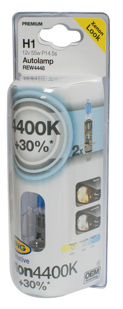 Лампы галогеновые H1 к-кт (2шт.)  XENON4400K +30%