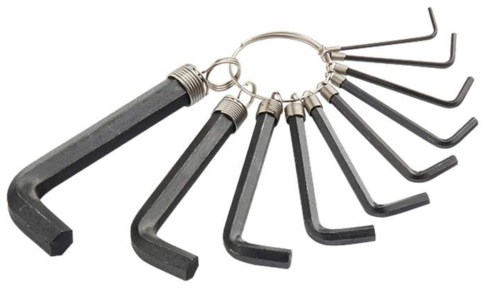 Набор ключей Г-образных HEX 1.5–10 мм. оксидированные. на кольце