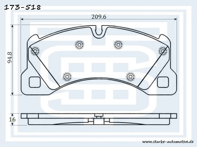 173-518_STARKE_Колодки тормозные VW TOUAREG (7P) передние