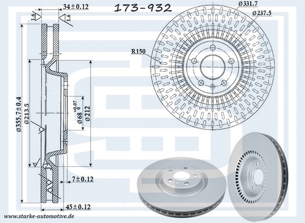 173-932_STARKE_Диск тормозной AUDI A6 (4G) передний