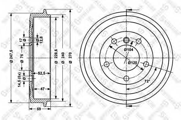 6025-1505-SX барабан тормозной BMW E36 161818TDs M40M41M43 90