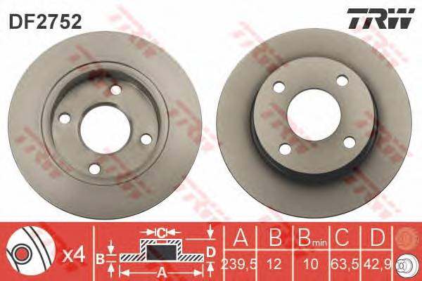 Диск тормозной передн FORD FIESTA III 89-95 FIESTA IV 95-02 FIESTA