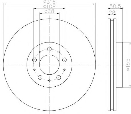 Тормозной диск передний VOLVO XC90 70 2.5-3.2 10.02->