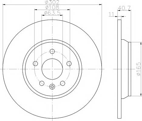 Диск торм. зад. 302x11 5 отв. VOLVO S60/S80/V60/V70/XC70 1.6-3.2 03.06->