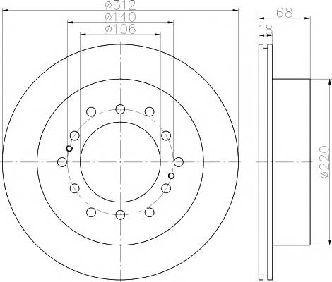 Тормдиск задвент312x18 6 отвmin 2