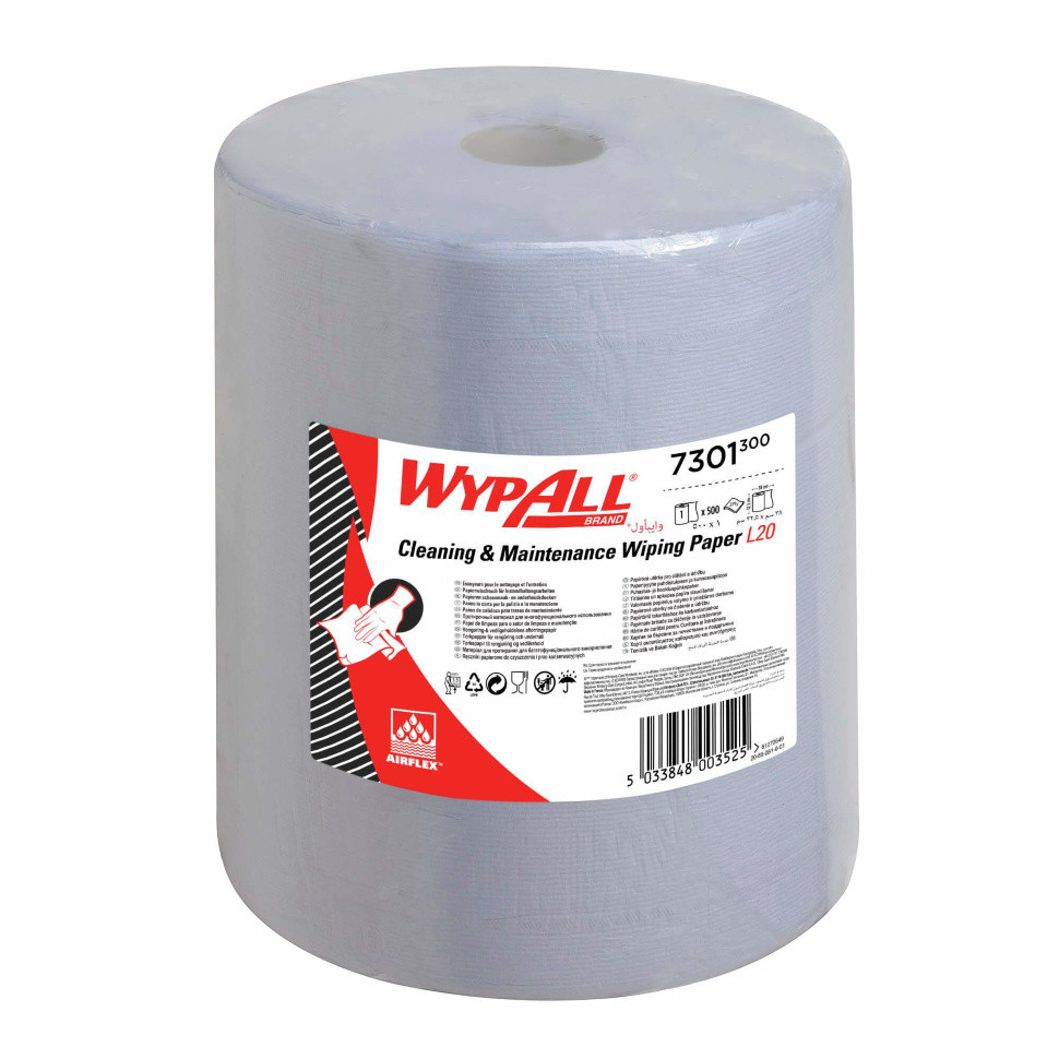 Протирочный материал в рулонах 7301 WypAll L20 двухслойный голубой (1 рул х 190 м)