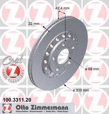 Тормдиск задвент310x22 5 отвmin 2 Coat Z