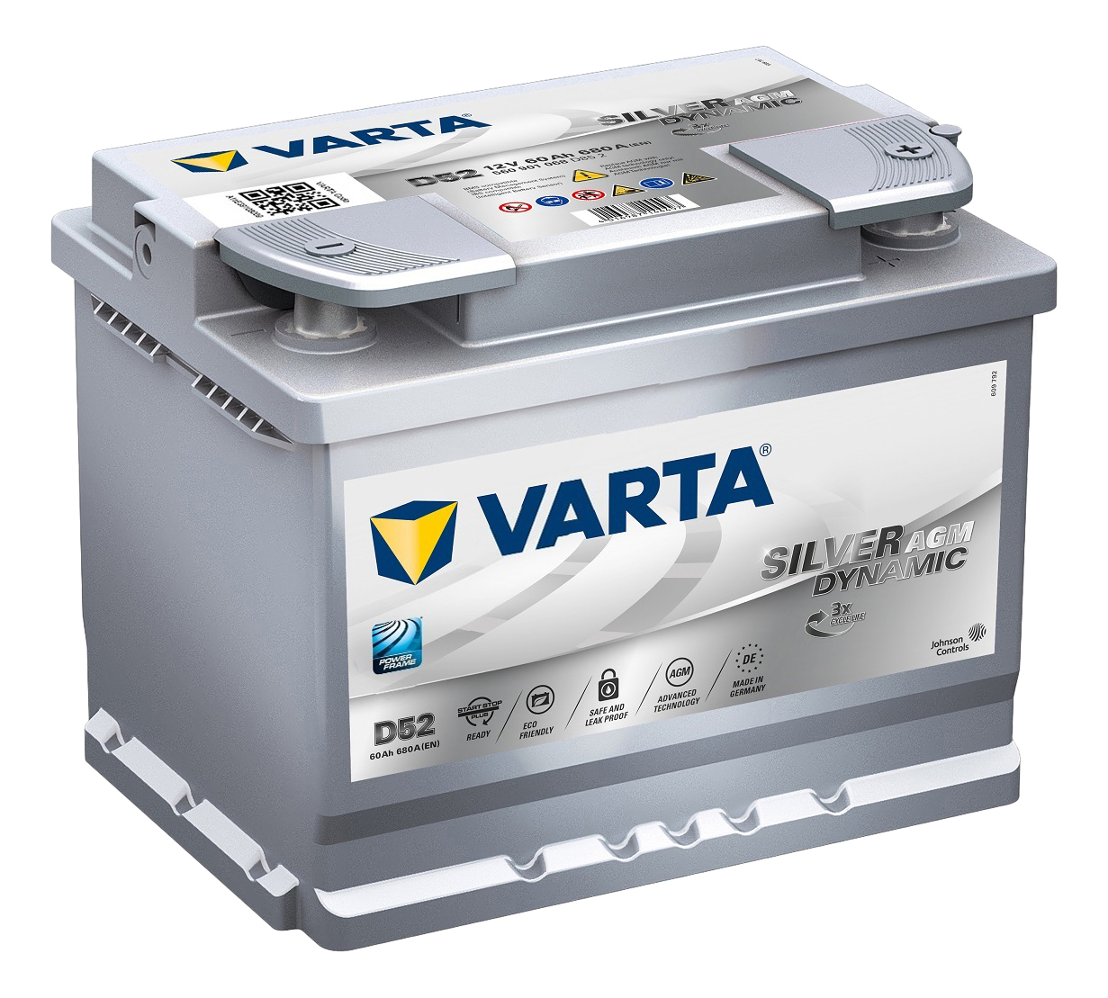 Аккумулятор VARTA SILVER DYNAMIC AGM 12V 60Ah 680A (R+) 17,5kg 242x175x190 мм