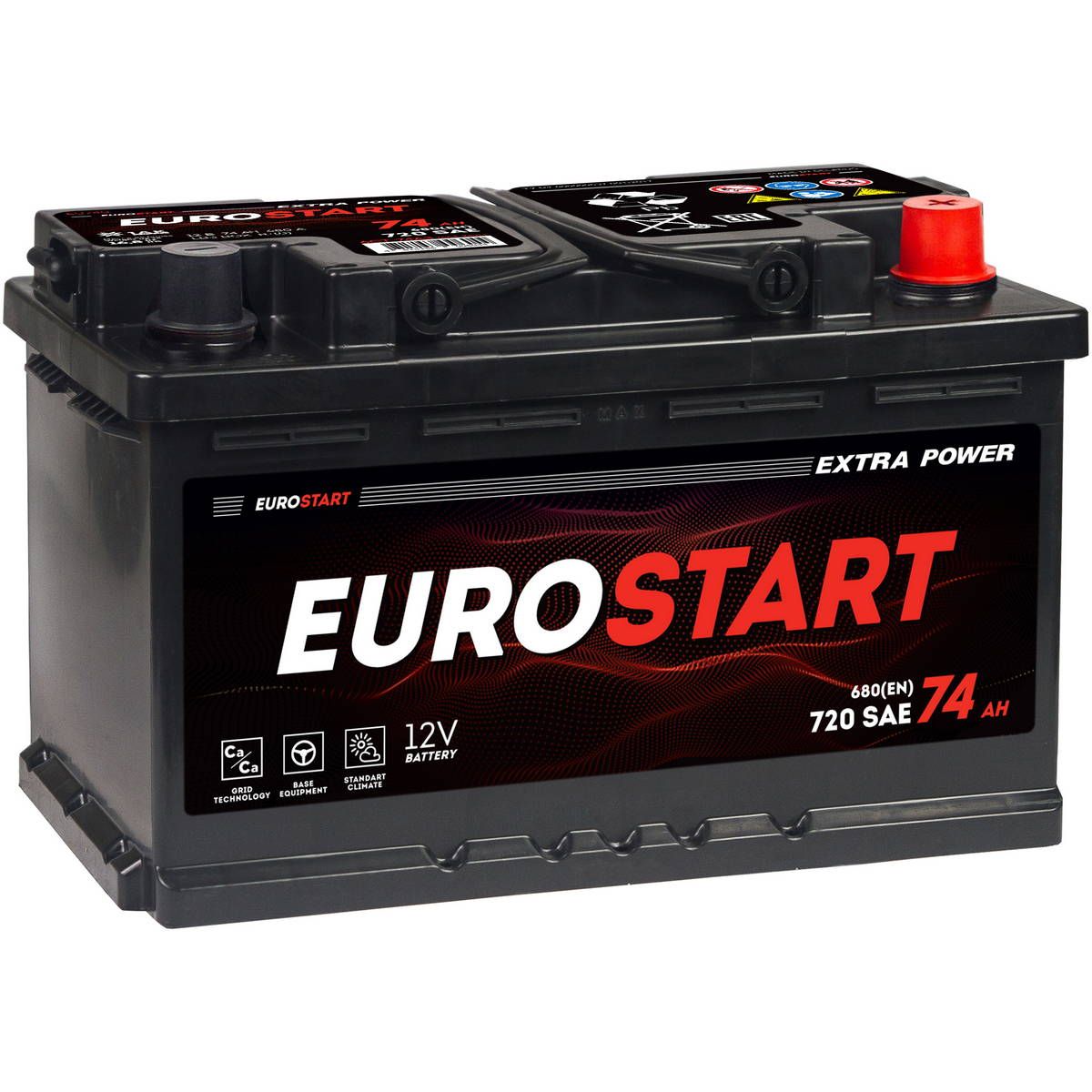 АКБ EuroStart 74 Ah 680A LB3 (278x175x175) низкий корпус (0) R Фотография EUROSTART EU740