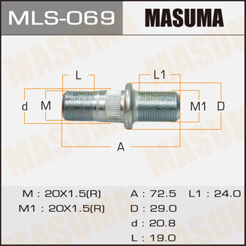 Шпилька для грузовика Masuma OEM_90942-02045 Toyota Фотография Masuma MLS069